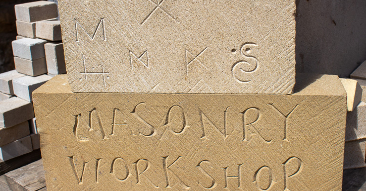 Modern Masons’ marks are shown, one for each of the Stone Masons that worked on the Central Tower